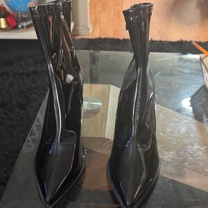 Black Patent Leather Ankle Boots